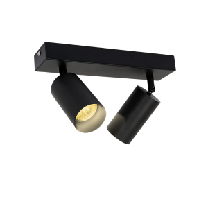 Foco Porta Gu10 Doble Negro Sobrepuesto Led Modelo Altair Ii