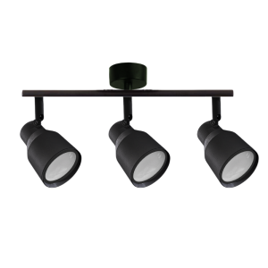 Foco Porta Gu10 Triple Negro Sobrepuesto Led Modelo Híades