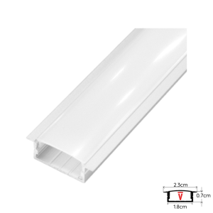 Perfil 2m Blanco Con Difusor Espesor 0,45 Modelo 508 Plano Bajo Embutido Con Tapa Y Hebillas