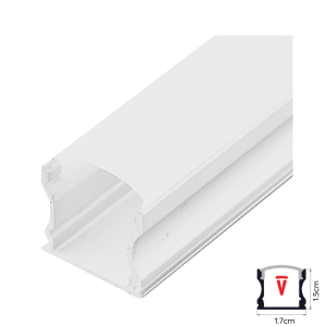 Perfil 2m Blanco Con Difusor De 0,55mm Modelo 613 Plano Alto Sobrepuesto Con Tapa Y Hebillas