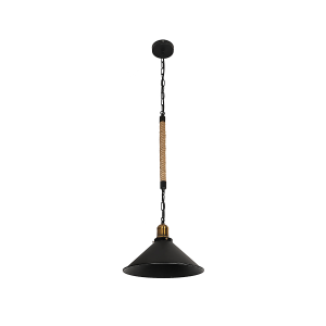 Lampara De Techo Negra Yute Porta Ampolleta E27 Modelo Chara