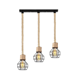 Lampara De Techo  Porta  Ampolleta E27 X3 Modelo Yute Violete Iii