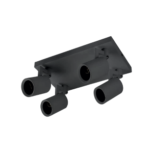 Foco Porta Gu10 Cuadruple Negro Sobrepuesto Led Modelo Altair Iv