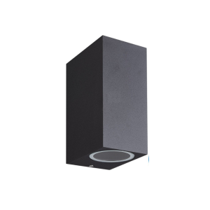 Aplique Led Doble Porta Ampolleta Gu10 Exterior Negro Modelo Kapelle Cuadrado Ip54