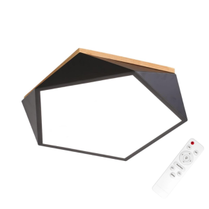 Lampara Led Moderna Pentagono Sobrepuesta C/Control 36+36w 400mm Negro 3000k-4000k-6000k Modelo Ukdah
