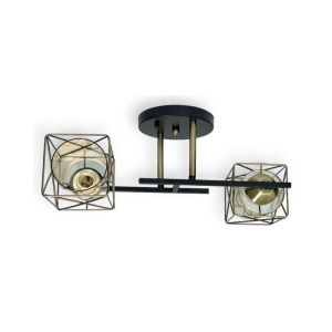Lampara Sobrepuesta Vintage Negro-Cobre Doble Porta E27 Led