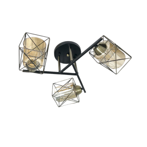 Lampara Sobrepuesta Vintage Negro-Cobre Triple Porta E27 Led