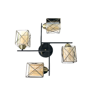 Lampara Sobrepuesta Vintage Negro-Cobre Cuadruple Porta E27 Led Modelo Zibal