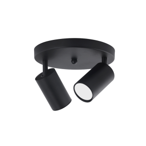 Foco Porta Gu10 Doble Base Redondoonda Negro Sobrepuesto Modelo Altair Ii