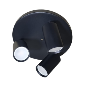 Foco Porta Gu10 Triple Base Redondoonda Negro Sobrepuesto Modelo Altair Iii