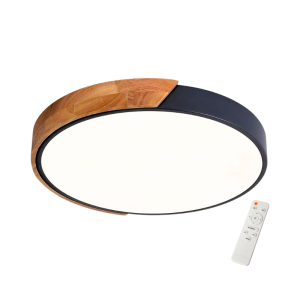 Lampara Led Moderna Con Control Redonda Sobrepuesta 36+36w 400mm  Y Negro 3000k-4000k-6000k Modelo Diphda