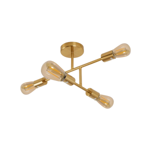 Lampara De Techo Dorada 4 Porta Ampolleta E27 Modelo Marsic I