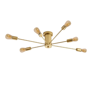Lampara De Techo Dorada 6 Porta Ampolleta E27 Modelo Mirach