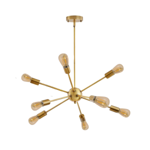 Lampara De Techo Dorada 8 Porta Ampolleta E27 Modelo Marsic Iii