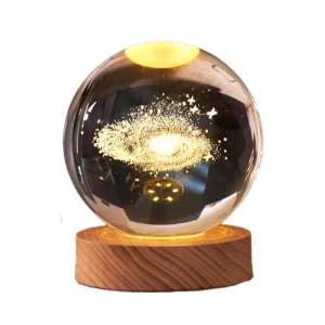 Lámpara De Mesa Led Bola De Cristal 8" Universo 3000k Dc5v Usb 1w