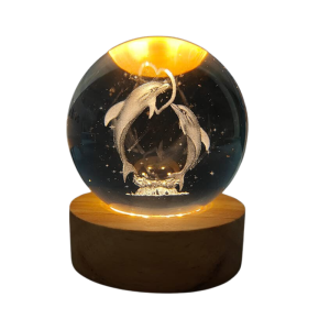 Lámpara De Mesa Led Bola De Cristal 8" Delfin 3000k Dc5v Usb 1w
