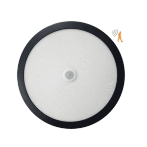 Panel Sobrepuesto Negro Pro Con Sensor De Movimiento Redondoondo 18w Neutro 4000k