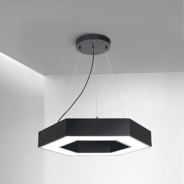 Lampara Led Moderna Colgante 36w 600mm Negra 6000k Modelo Hexagono Abierto Soosane - Imagen 4
