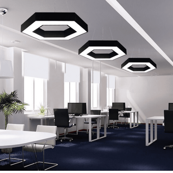 Lampara Led Moderna Colgante 36w 600mm Negra 6000k Modelo Hexagono Abierto Soosane - Imagen 5