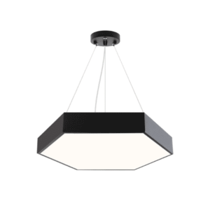 Lampara Led Moderna Colgante 48w 600mm Negra 6000k Modelo Hexagono Cerrado Sudeep