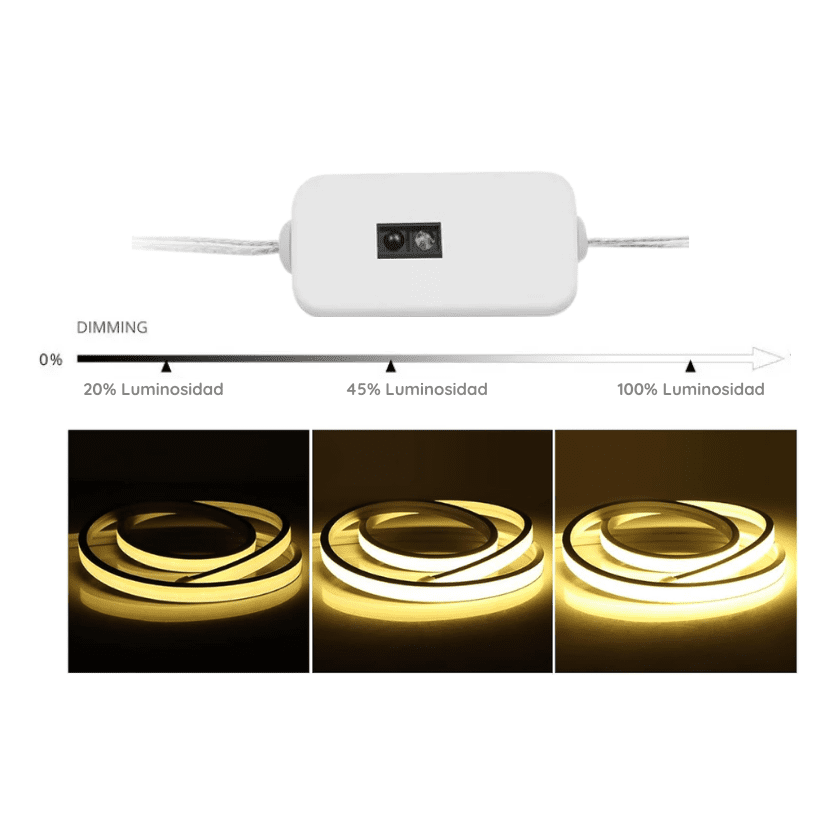 Cinta 5v Neon 2835 120led Ip54 10mm 3000k C/Adhesivo 5mt - Imagen 3