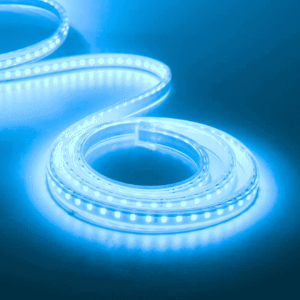 Cinta Led Azul Hielo 2835 120led 10mm Ip65  Corte Cada 20cm 220v Interior Exterior