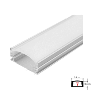 Perfil 2m Gris Con Difusor De 0,45mm Modelo 509 Plano Bajo Sobrepuesto Con Tapa Y Hebillas