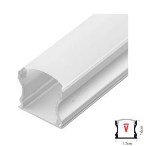 Perfil 2m Gris Con Difusor De 0,45mm Modelo 613 Plano Alto Sobrepuesto Con Tapa Y Hebillas