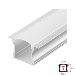 Perfil 2m Gris Con Difusor De 0,45mm Modelo 613b Plano Alto Embutido Con Tapa Y Hebillas