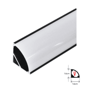 Perfil 2m Negro Con Difusor Espesor 0,45mm Modelo 601 Esquinero Con Tapa Y Hebillas