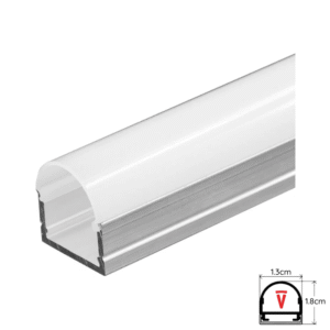 Perfil 2m Gris Con Difusor De 0,3mm Modelo 1810 U Con Tapa Y Hebillas