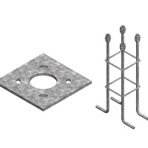 Placa 200x200x10 + canastillo 1/2x500